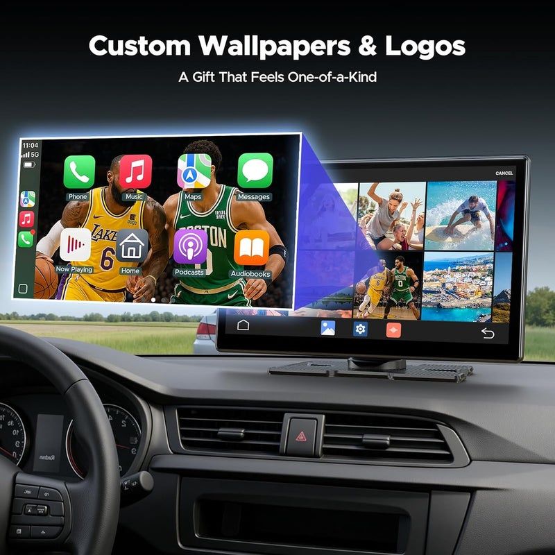 Volam 9'' Carplay Screen with Net-Flix YouTube and AHD Backup Camera Upgraded Wireless Android Auto Screen Portable AI Magic Video Box Built-in Apps Voice Control Car GPS for iOS 10+ Android 11+ - Image 5